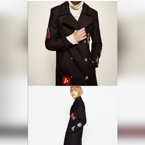 Zara woman awesome long military coat with patches. - Picture 8 of 10